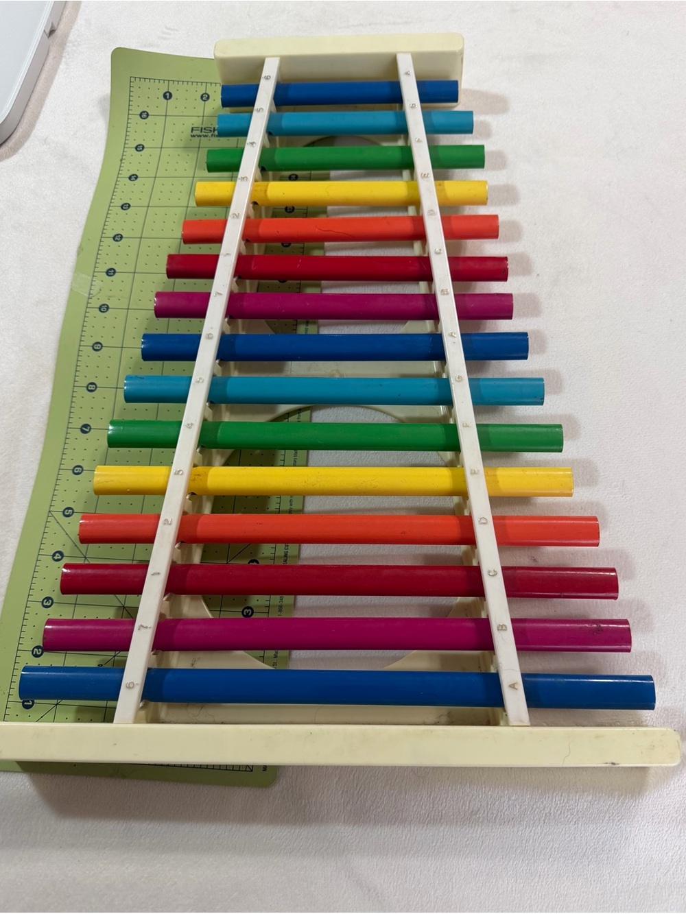 Vintage Colorful Metal Xylophone Bars - Rainbow Musical Toy